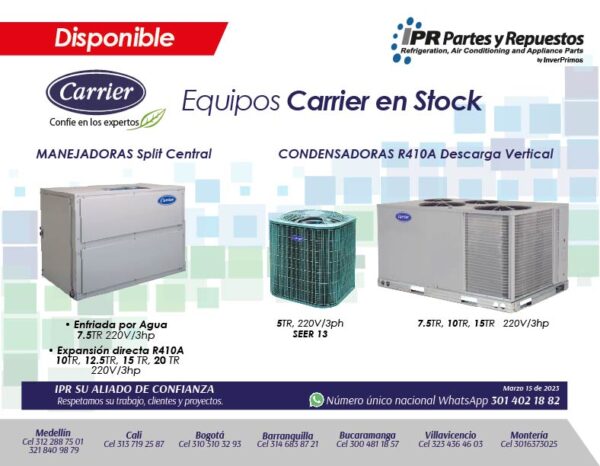 En Stock Equipos Carrier Manejadoras Y Condensadoras Ipr Partes Y