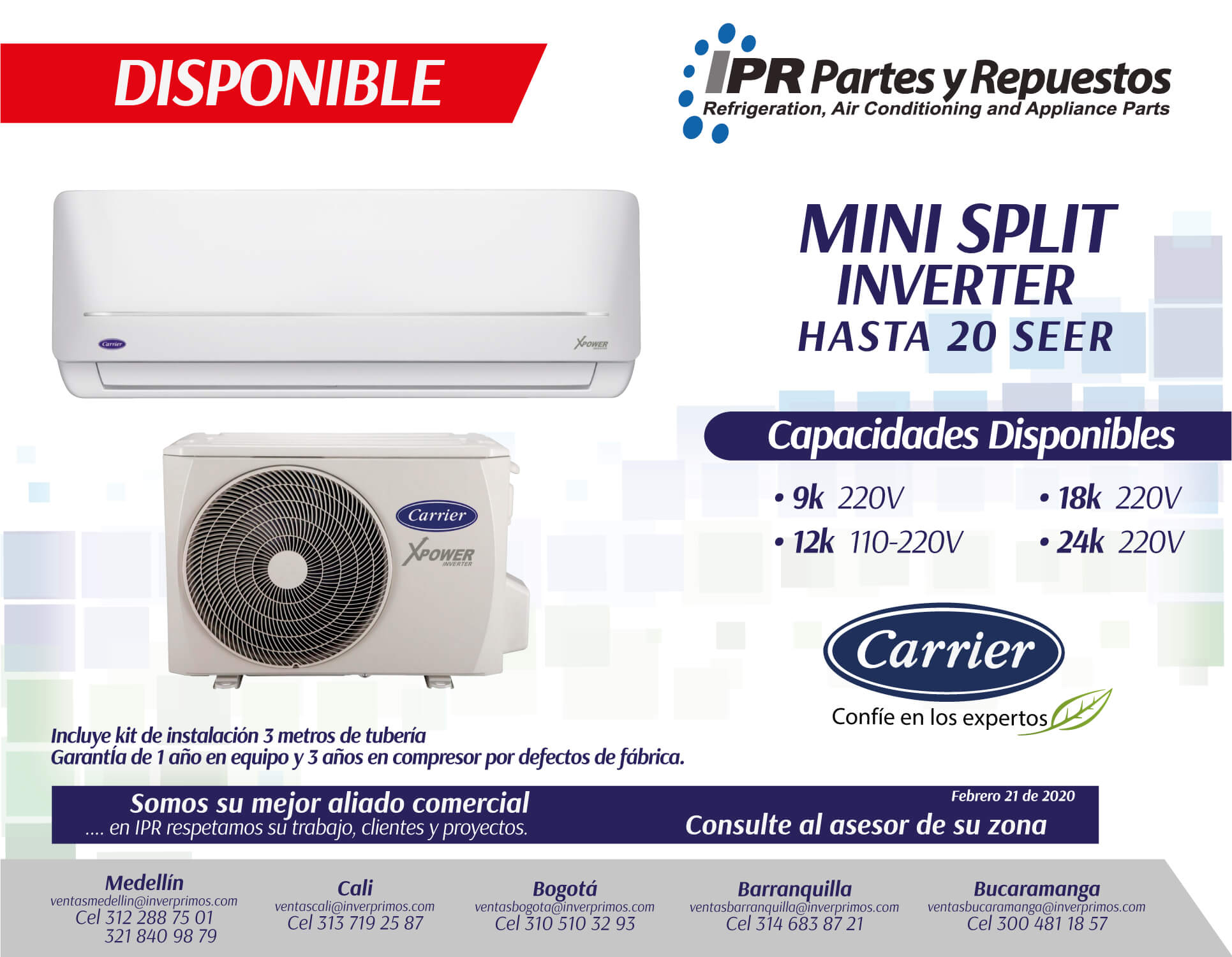 CARRIER / MINI SPLIT INVERTER X-POWER - IPR Partes y ...