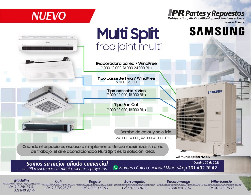 Envío bolsillo Vagabundo SAMSUNG / MULTI SPLIT FREE JOINT - IPR Partes y Repuestos de refrigeración  en Colombia