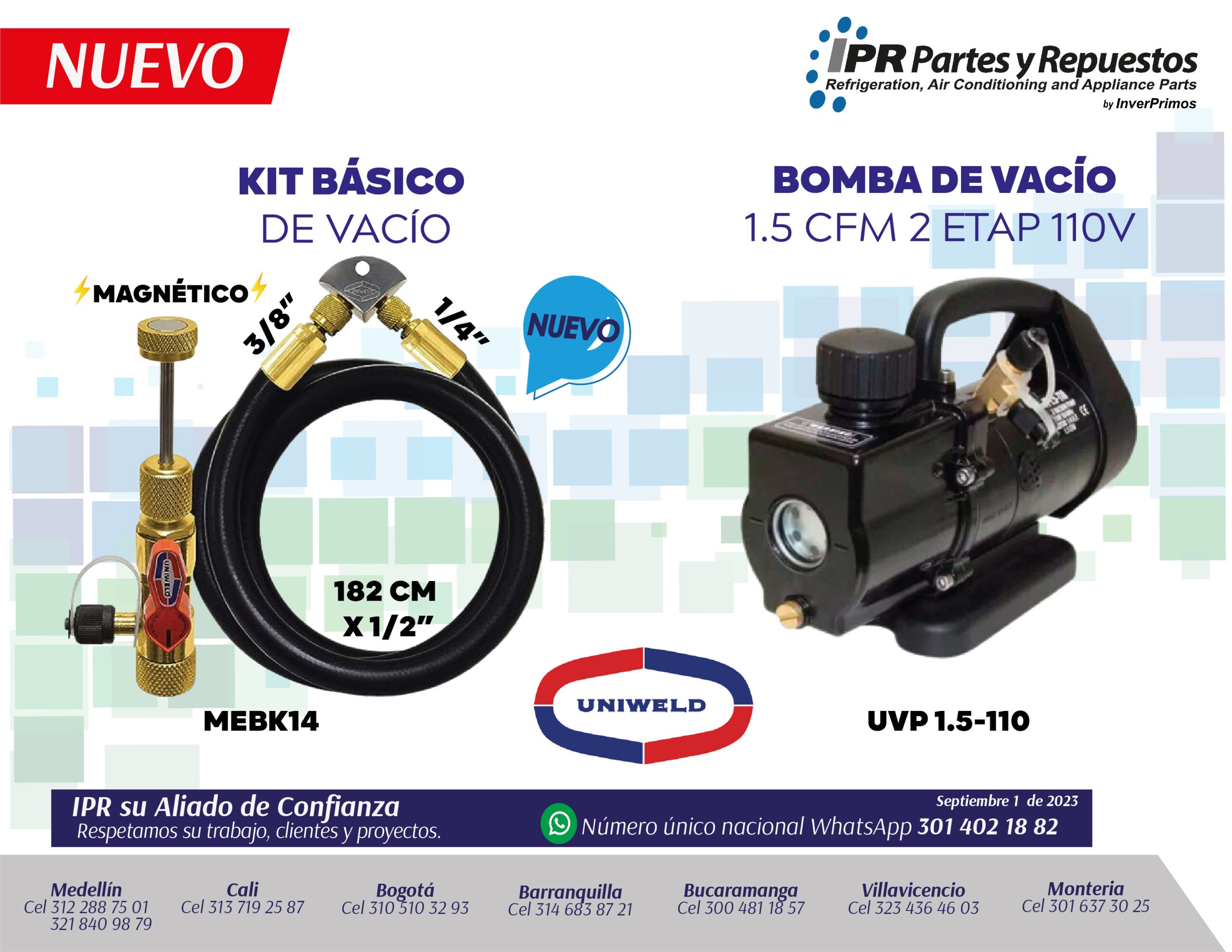 BOMBA DE VACIO 12 CFM 1 ETAPA 110V / IPR - IPR Partes y Repuestos de  refrigeración en Colombia