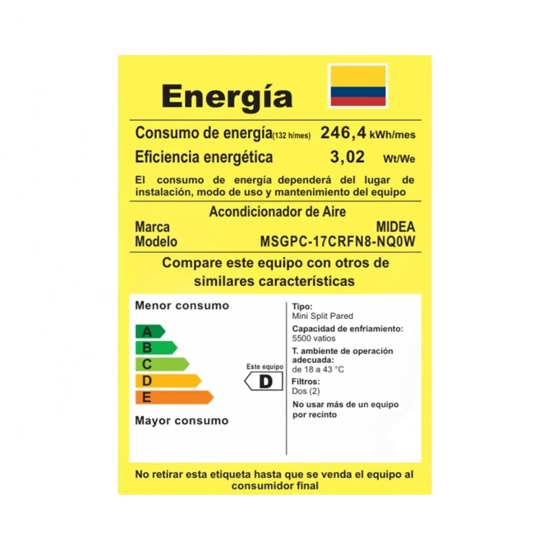 Aire Acondicionado | Mini Split Inverter | 18000 Btu/h | 220v | R32 | AI Ecomaster Midea - Image 5