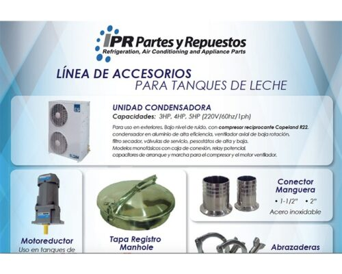 LÍNEA DE ACCESORIOS PARA TANQUES DE LECHE